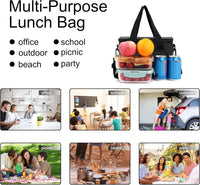 Femuar Reusable Lunch Box for Men/Women - Insulated Lunch Bag Leakproof Lunchbox for Work Office Picnic Beach - Freezable Lunch Cooler Bag with Adjustable Shoulder Strap - Black