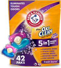 Arm & Hammer Plus OxiClean With Odor Blasters Laundry Detergent 5-IN-1 Power Paks, 42CT (Packaging may vary)