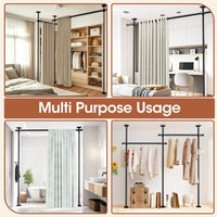 Room Divider No Drilling Curtain Rod Wall Divider for Room Separation, 4-10ft(H) 28-114inch(W) Adjustable, Heavy Duty Partition Space Separator Freestanding Tension Curtain Stand, Black