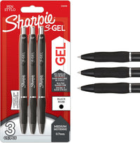 Sharpie S-Gel | Gel Pens | Medium Point (0.7mm) | Black Ink | 3 Count
