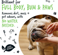 BUGALUGS Dog Wipes, 100% Plastic Free Biodegradable pet wipes for full body, eye wipes, ear wipes, bum & paws. 110 sensitive dog grooming wipes for dogs, puppy & cat grooming (Fragrance Free)