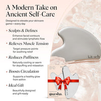 Kitsch Stainless Steel Gua Sha Facial Tools - Lymphatic Drainage Massager for Face & Chin, Jawline Shaper, Double Chin Reducer, Guasha Tool for Face Massager, Skin Care Tools Gifts for Women - Silver