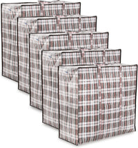 Zuvo Large Laundry Bags with Zip (5-Pack) - Waterproof, Durable, Reusable Storage Solution for Packing, Better than Moving Boxes, 60x50x25 cm