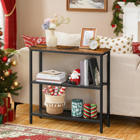 HOOBRO 29.5" Narrow Console Table, 3-Tier Entryway Table, Thin Sofa Table with Shelves, Side Table, Display Table, for Hallway, Entrance, Living Room, Bedroom, Rustic Brown and Black BF73XG01