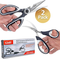 Kitchen Shears by Gidli - Liftime Replacement Warranty* - Includes Seafood Scissors As a Bonus - Heavy Duty Utility Stainless Steel All Purpose Ultra Sharp Scissors for Food/Cooking