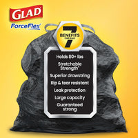 Glad Large 30 Gallon Trash Bags, Clorox Mountain Air Heavy Duty Garbage Bags, Forceflex with Drawstring, 50 Count (Packaging May Vary)