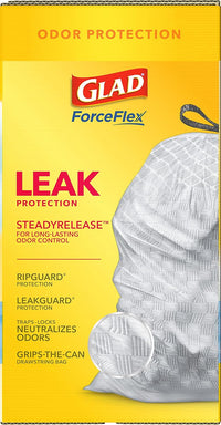 Glad Tall Kitchen Drawstring Trash Bags - Odorshield 13 Gallon White Trash Bag, Febreze Fresh Clean, 110 Count