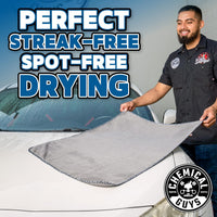 Chemical Guys Waffle Weave Gray Matter Microfiber Drying Towel - 25" x 36", 70/30 Blend Microfiber Towel with Silk Edging for Scratch-Free Car Drying, Ultra Absorbent and Safe for All Surfaces