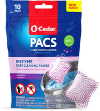 O-Cedar PACS Hard Floor Cleaner, Lavender Scent 10 Count (1-Pack) | Made with Naturally-Derived Ingredients | Safe to Use on All Hard Floors | Perfect for Mop Buckets