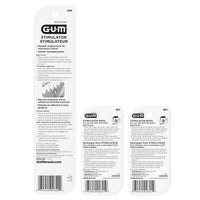 GUM Stimulator Permanent Handle - Long Handled Massager Remove Plaque & Promote Health (Handle + 2 Refill Packs)