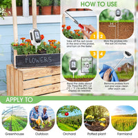 4-in-1 Soil Moisture Meter, Digital Plant Temperature/Soil Moisture Test & PH Meter/Sunlight Intensity, Backlight LCD Display for Gardening, Farming and Outdoor Plants