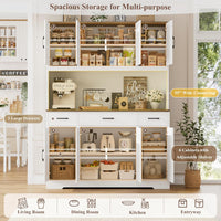HOSTACK 71" Tall Kitchen Pantry Storage Cabinet with Charging Station, 55" Wide Kitchen Hutch Cabinet with Large Countertop, Farmhouse Food Pantry with Drawers for Living Room, White