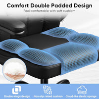 Executive Leather Office Chair, Computer Chair with Thick Cushion & Lumbar Support, Ergonomic Desk Chair with Adjustable Headrest & Armrests,Black