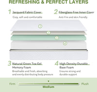 EGOHOME Full Size Memory Foam Mattress, 8 Inch Bed Mattress in A Box with Cooling Green Tea Gel, Pressure Relief with Medium Firm Support, CertiPUR-US Certified, 75''L x 54''W, ‎37.3 pounds White