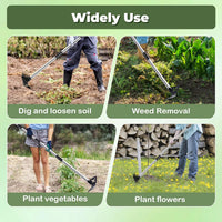Weed Puller Tool with Long Handle - 60" Manual Weeder Remover Tool, 2 in 1 Hand Weed Rake and Garden Hoe for Gardening, Heavy Duty Uprooting Weeding Pull for Yard, Lawn, Patio and Garden
