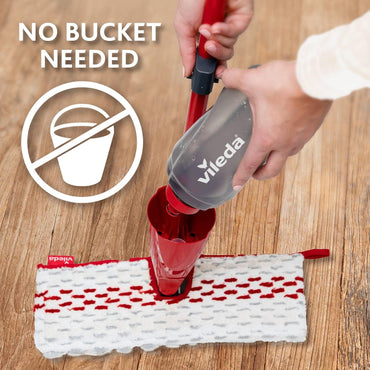 Vileda 1-2 Spray Max Mop - Microfibre Spray Mop with Detachable bottle - Double-Sided Wet and Dry Cleaning with Machine Washable Microfibre Refill - No batteries - All-In-One System for your floors