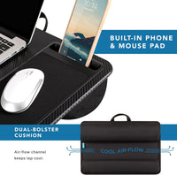 LAPGEAR Home Office Pro Lap Desk with Wrist Rest, Mouse Pad, and Phone Holder - Black Carbon - Fits up to 15.6 Inch Laptops - Style No. 91598