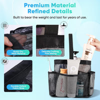Mesh Shower Caddy Portable for College Dorm Room Essentials, 8-Pocket Large Capacity Shower Bag for Beach, Swimming, Gym