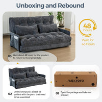 MAXYOYO Adjustable Floor Sofa Couch with 2 Pillows, Multi-Functional Bean Bag Bed, 5-Position Foldable Lazy Sofa Sleeper Bed with Armrest, Versatile Floor Seating for Reading, Dark Grey, Double