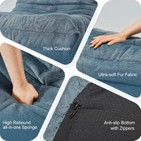 Bean Bag Chairs for Adults Giant Bean Bag Chair Memory Foam BeanBag Chair Bean Bag Sofa with Filler Faux Fur Fireside Beanbags Lazy Sofa for Living Room Bedroom Office (Bluegrey Plush, Single)