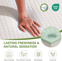 EGOHOME 10 Inch Queen Mattress, Memory Foam Mattress in a Box with Cooling Green Tea Gel, Relieve Pressure with Medium Support, CertiPUR-US Certified, 80''L x 60''W, White