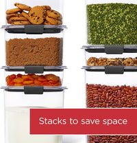 Rubbermaid Brilliance 16-Cup Airtight Food Storage Container with Lid Clear/Grey - optimal for pantry organization flour sugar and food storage