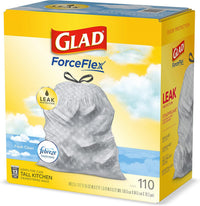 Glad Tall Kitchen Drawstring Trash Bags - Odorshield 13 Gallon White Trash Bag, Febreze Fresh Clean, 110 Count