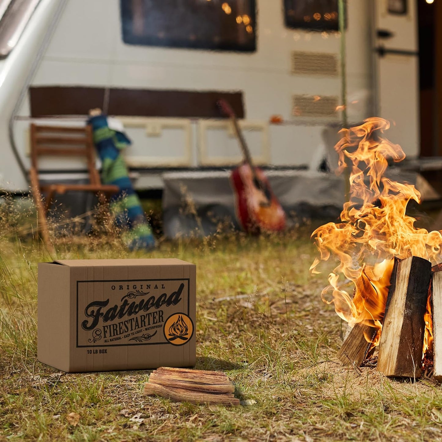 Fatwood Fire Starter Sticks 10lb Box - Indoor or Outdoor All Natural Pine Fire Starters for Campfires, Fireplace, Firepit, Wood Stove, or BBQ Grill - Kindling Wood Firewood Lighter by Pure Garden