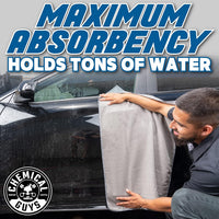 Chemical Guys Waffle Weave Gray Matter Microfiber Drying Towel - 25" x 36", 70/30 Blend Microfiber Towel with Silk Edging for Scratch-Free Car Drying, Ultra Absorbent and Safe for All Surfaces