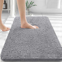 OLANLY Bathroom Rugs 30x20, Extra Soft Absorbent Chenille Bath Rugs, Rubber Backing Quick Dry, Machine Washable Bath Mats for Bathroom Floor, Tub and Shower, Home Decor Accessories, Grey