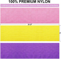 3 Pieces African Net Bath Sponge African Exfoliating African Scrubbing Long Net Rag African Wash Net Shower Body Scrubber, Yellow Pink Purple