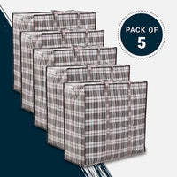 Zuvo Large Laundry Bags with Zip (5-Pack) - Waterproof, Durable, Reusable Storage Solution for Packing, Better than Moving Boxes, 60x50x25 cm