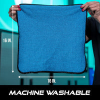 VIKING Glass Microfiber Cleaning Cloth for Car and Home 2 Pack, Glass Towels for Mirror, and Picture Frames, and Car Detailing Kit, 16 inch x 16 inch, Blue
