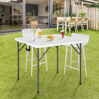 FDW 34" Folding Card Table Plastic Table Portable Square Height Dining Table Perfect for Party and Parties Backyard Events, White