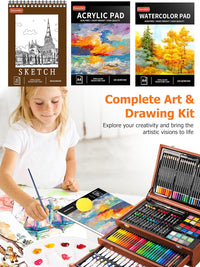Soucolor Art Supplies, 192-Pack Deluxe Art Set Drawing Painting Supplies Kit with Acrylic Pad, Watercolor Pad, Sketch Book, Canvases, Acrylic Paint, Crayons, Pencils, Gifts for Artist Adults Teen Kids