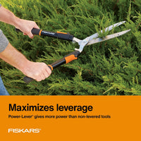 Fiskars Power-Lever Hedge Shears - 25"-33" Extendable Handle - Plant Cutting Scissors - Yard and Garden Tools - Orange/Black