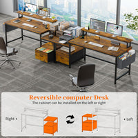 EnHomee 57" Office Desk with Drawers and Printer Space,Computer Desk with Power Outlets,Home Office Desks with File Drawers Cabinet,Study and Gaming Desk with Shelves Monitor Stand,Rustic Brown