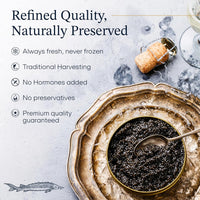 OVERNIGHT GUARANTEED, Bester’s Royal Beluga Hybrid Caviar Gift Set - Rated Best Black Caviar in the World, 1oz (28G) Glass Jar with Free Blinis, Spoons, Gift Set (Huso huso x baerii)