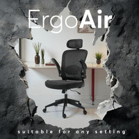 Oline ErgoAir Ergonomic Office Chair – Adjustable Lumbar Support, Flip-Up Armrests, Mesh Computer Desk Chair, Swivel Rolling Executive Gaming Chair for Home & Office (Black)