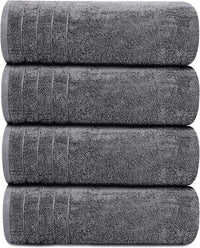 Tens Towels Pack of 4 Extra Large Bath Towels 30 x 60 Inches, 100% Cotton, Larger & Lighter Weight, Quicker to Dry, Super Soft and Absorbent, Perfect for Bathroom, Dark Grey