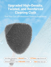 AstroAI Windshield Cleaner Tool, Car Interior Detailing Cleaning Kit with Extendable Handle and 4 Upgraded High-Density Reusable Microfiber Pads, Auto Glass Wiper Brush Kit for Cars, Gray, 15.9in-21in