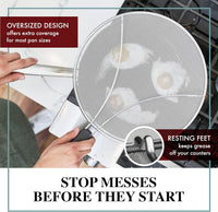 BergKoch Splatter Screen for Frying Pan - 13 Inch Stainless Steel Grease Splatter Guard - Cover Oil Splash when Sizzling Bacon, Cooking Fried Chicken or Popcorn
