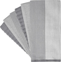 Premium Kitchen Towels (20”x 28”, 6 Pack) | Large Cotton Kitchen Hand Towel | Flat & Terry Dish Cloths | Highly Absorbent Tea Towels Set with Hanging Loop | Gray
