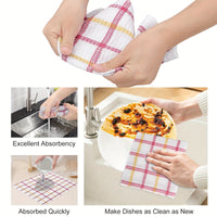 Patelai 12 Pcs Kitchen Dish Cloths for Washing Dishes Absorbent Dish Rags Cleaning Reusable Towels for Scrubbing Wipe Glass Xmas Home Household Supplies(Bright Color,13.8'' X 13.8'', 11.8 x 11.8'')